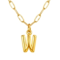 Collier à maillons trombone doré avec un pendentif poli en forme de lettre W en 3D - Lettre W / Or