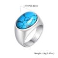Men's stainless steel ring with oval blue turquoise stone and weight specifications - Turquoise (RC-829SL)