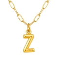 Collier doré avec pendentif lettre Z en 3D et chaîne à maillons pour femme - Lettre Z / Or