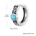 Detail of Celtic knot turquoise hoop earring with silver plating and dimensions - Steel
