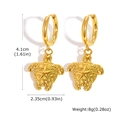 Detailed size view of 18K gold plated stainless steel sea turtle hoop earrings - Gold