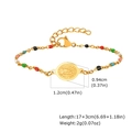 Pulsera de acero inoxidable bañada en oro 18K con cuentas de colores y medalla religiosa - Colgante Virgen de Guadalupe(BR-2479G)