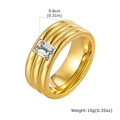 Anello in acciaio inossidabile dorato con zircone rettangolare, larghezza 0,8 cm e 10g - US 7 / Oro