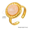 Anillo de acero dorado de 18K con piedra de mármol naranja y borde en espiral - Estilo de Textura Naranja Claro (02)