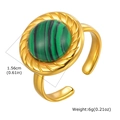 Anillo abierto de acero inoxidable bañado en oro de 18K con piedra de malaquita - Estilo de Textura Malaquita Verde (03)