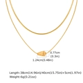 Dettaglio della doppia catena serpente placcata oro 18K con ciondolo a goccia ovale rigato - Oro