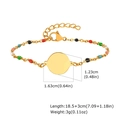 18K gold stainless steel bracelet featuring colorful enamel beads and a smooth round disc - Smooth Round Disc Pendant(BR-2481G)