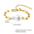 Barockperlenarmband mit 18K vergoldeten Rechteckgliedern und Karabinerverschluss - Barockperle Gliederkette Stil (款式二)