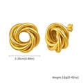 Detail of 18K gold plated twisted hoop earrings showing size 2.25cm and 12g weight - Twist Knot Studs (ES-686)