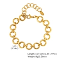 Bracciale dorato lucido con anelli da 1cm, chiusura a moschettone e catena di 16+5cm - Oro