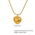 Detail view of heart pendant necklace with dimensions 2cm width and 40+5cm snake chain length - Gold