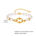 Detail der Perlenarmband mit goldener Schnalle und Anzeige der Maße für Länge und Perlen - Gold