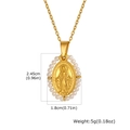Detailed view of gold oval Virgin Mary pendant with pearl border and engraved religious text - Artificial Pearl Style Pendant Only (Without Chain) (PN-2158G01)