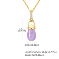 Macro detail of purple teardrop amethyst necklace pendant with 45+5cm chain dimensions - Purple Water Drop Pendant (PNC-022G)