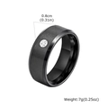 Bague homme 8mm en acier inoxydable brossé noir avec une pierre de zircone ronde - US 7 / Noir