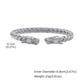 Detail of stainless steel woven dragon bracelet showing width and diameter dimensions - Steel