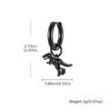 Matte black stainless steel dinosaur skeleton drop earring with size dimensions - Black (ED-868B02-1) / Single Piece