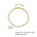 Detail of 17.5cm gold chain bracelet with 0.43cm pearls and adjustable lobster clasp - Pearl Style (BR-2563G)