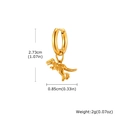 Golden dinosaur skeleton hoop earring in punk style with size measurements and weight - Gold (ED-868G02-1) / Single Piece