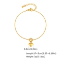 Detail of 18K gold stainless steel heart bracelet with toggle clasp and length specs - Heart Pendant Style (BR-2564G)