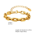 Golden stainless steel link bracelet with 0.68cm width and 16+5cm adjustable chain - Geometric Square Link Style (BR-2395)