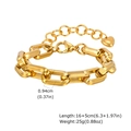 Gold stainless steel chunky curb chain bracelet with lobster clasp and heart charm - Heart Charm Bold Round Link Style (BR-2505)