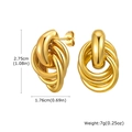 Elegant gold hollow heart geometric knotted earrings with glossy mirror finish - Intertwined Wrap Style (ED-879)