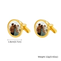 Customized golden stainless steel round cufflinks featuring personal photo engraving - Gold Color (Without Photo)