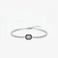 S925 Sterlingsilber Tennisarmband mit schwarzer Emaille und Smaragdschliff Zirkonstein - 925er Silber / Silber
