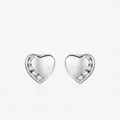 Élégantes boucles d'oreilles cœur en argent 925 avec pierres blanches serties sur le côté - Argent 925 / Argenté