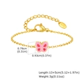 Verstelbare 18K vergulde vlinder enkelband met roze emaille hanger en 13+5cm ketting - Vlinder Stijl (JC-230G01)