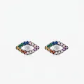 S925 sterling silver evil eye stud earrings with colorful gradient zircon inlay - 925 Silver / 925 Sterling Silver