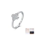 Anillo de plata S925 con moissanita, diseño de trébol y certificado GRA - Talla US 5 / Plateado