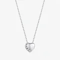 Minimalist S925 sterling silver heart necklace with sparkling zircon accents for women - 925 Silver / Silver
