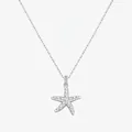 Élégant collier étoile de mer en argent S925 avec perles blanches et cristaux de zircon - Collier Étoile de Mer / Argent 925