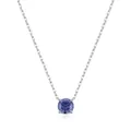 S925 silver necklace with 6mm round tanzanite purple gemstone in four-prong setting - Round Style (Medium) / 925 Silver
