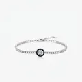 Pulsera tennis de plata 925 con anillo de esmalte negro y cristales brillantes - Plata 925 / Plateado
