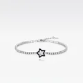 S925 Sterling Silber schwarzes Emaille Stern Tennis Armband mit Zirkonia Steinen - 925er Silber / Silber