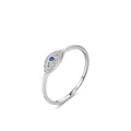 Eleganter S925 Sterlingsilber Ring mit blauem Edelstein und funkelnden Mikrozirkonia - Ring (US Größe 8)