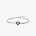 Elegantes S925 Sterlingsilber Tennisarmband mit schwarzem Emaille und Zirkonia für Damen - S925 Sterling Silber Stil