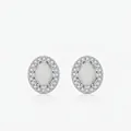 Elegante S925 Sterlingsilber Oval-Opal-Ohrstecker mit Zirkonia-Halo für Damen - Stud Ohrringe