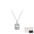 Emerald cut 1 carat moissanite halo pendant necklace in S925 sterling silver with GRA card - 925 Silver / 925 Sterling Silver