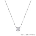 S925 sterling silver solitaire necklace featuring 6mm round clear cut cz pendant - 925 Silver / White-6mm
