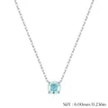 Collier en argent sterling S925 avec pendentif en pierre précieuse bleu clair de 6mm - Petit Pendentif Rond (Argent Sterling S925) / Argent 925