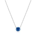 S925 sterling silver necklace featuring a 6mm round-cut blue sapphire stone pendant - Round Style (Medium) / 925 Silver