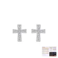 Elegante Kreuzohrstecker aus 925er Sterlingsilber mit Moissanit-Steinen und GRA-Zertifikat - 925er Silber / Stud Ohrringe