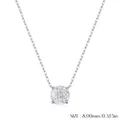 S925 sterling silver necklace featuring 8mm rose cut round solitaire pendant - 925 Silver / White-8mm