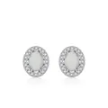 Elegante S925 Silber Ohrstecker mit ovalem Opal und funkelndem Zirkonia-Kranz - Ohrstecker