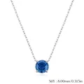 S925 silver necklace with 8mm dark blue round-cut rose diamond pendant in 4-prong setting - 925 Silver / Royal Blue-8MM