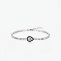 S925 silver tennis bracelet with cubic zirconia and black enamel teardrop pendant - 925 Silver / 925 Sterling Silver